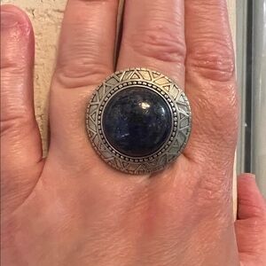 Sterling Silver and Lapis Gemstone Statement Ring